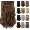 Brown Hair Extension,Clip hair Extensions 18" wavy Synthetic 5.5 Oz HSPCYGG 22"
