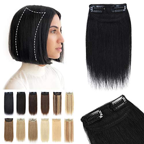 S-noilite Clip in Human Hair Extensions Short One Piece 2 Clips Clip in Hairpieces