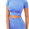 Workout Outfits for Women 2 Pieces Ribbed Seamless Crop Tank High Waist Yoga Leggings
