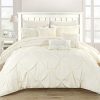 Chic Home 10 Piece Hannah Pinch Pleated, ruffled and pleated complete Queen Bed In a