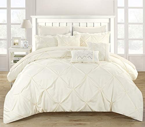 Chic Home 10 Piece Hannah Pinch Pleated, ruffled and pleated complete Queen Bed In a