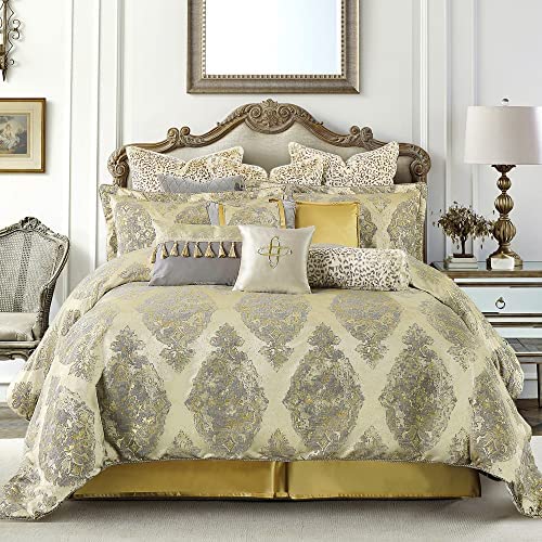 Loom and Mill 13-Piece Comforter Bed in a Bag, Jacquard Damask Comforter Sets for