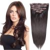 20" Clip in Hair Extensions Real Human Hair Double Weft Thick to Ends Dark Brown(#2)
