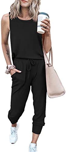 PRETTYGARDEN Women's Two Piece Outfit Sleeveless Crewneck Tops with Sweatpants Active