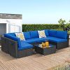 7-Piece Outdoor Sofa Conversation Furniture Set, Patio Wicker Sectional for Backyard,