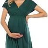 Coolmee Maternity Dress Women's V-Neck A-Line Knee Length Wrap Dress Swing Dresses