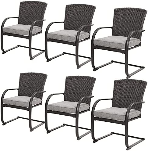 Grand Patio 6 Piece Outdoor Wicker Dining Chairs, All-Weather Spring Patio Furniture
