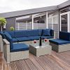 7 Pieces Patio Furniture Set Outdoor Rattan Sectional Conversation Sofa Set 6-Seating