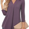 Timeson Women's V Neck 3/4 Sleeve Blouse Tops Ladies Collared Dress Work Shirts
