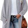 ZoeAce Womens Open Front Knit Cardigan Long Batwing Sleeve Oversized Sweater Chunky