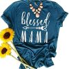 Blessed Mama T Shirt for Women Mom Life Tee Shirt Momma Tshirt Top Shirts