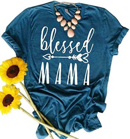 Blessed Mama T Shirt for Women Mom Life Tee Shirt Momma Tshirt Top Shirts