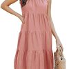 Koodred Women's Sleeveless Maxi Dresses Summer Crewneck Solid Color Shift Dresses