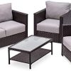MCombo 4 Pieces Outdoor Patio Furniture Set, Swivel Lounge Chair and Cushion, Wicker