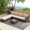 GYUTEI 7 Piece Patio Furniture Set, Outdoor Sectional Sofa Set w/4 Wicker