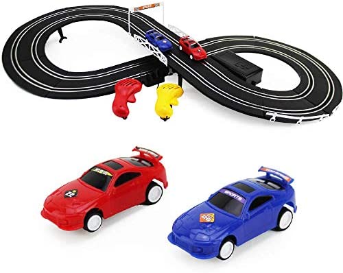 Boley Slot Car Racing Track Set - Build Your Own Electric Double-Rail Racing Track -