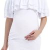 Bhome Maternity Dress Off Shoulder Summer Bodycon Baby Shower Dress Double Ruffles