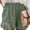 NEYOUQE Womens Cotton Linen Casual Summer Elastic Waist Comfy Shorts with Pocket