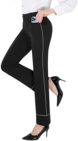 PUWEER Stretchy Women's Dress Pants, Pull on Dress Pants for Work Business Casual,