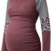 Bhome Long Sleeve Maternity T-Shirt Colorblock Baseball Tee Casual Pregnancy Tunic
