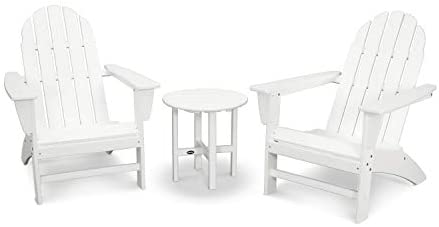 POLYWOOD Vineyard 3-Piece Adirondack Chair Set with Side Table, White