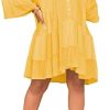 FairyLove Womens Casual Long Bell Sleeves Dress Loose Flowy Dresses for Wedding Guest