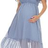 Adorel Maternity Dress Short Ruffle Sleeve Midi Photoshoot Flowy Pregnant Outfit
