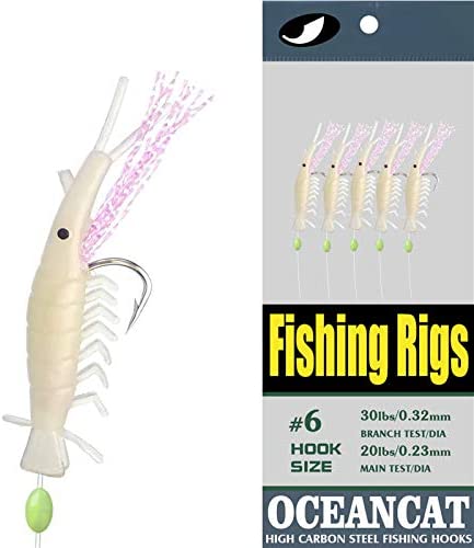 10 Packs Shrimp 5 Hooks Glow Saltwater String Hook Fishing Lure Bait Rig Tackle