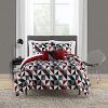 10 Piece Modern Style Black Grey Red Comforter Set Full Size Bed in a Bag, All Season