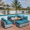 10-Piece Outdoor PE Wicker Sofa All-Weather Sectional Couch Conversation Sets Silver