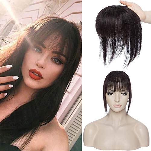 100% Real Human Hair Topper with Bangs Mono Base Topper Hair Piece Clip in on Hair