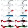 12 Pieces Fishing Lures Soft Plastic Lures for Bass Jig Head Soft Swimbait Lifelike