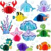 12 Pieces Sea Animal Honeycomb Centerpiece Under the Sea Party Decorations Supplies