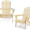 2-Pack Outdoor Wooden Folding Adirondack Chair, Solid Cedar Wood Lounge Patio Chair
