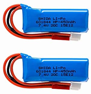 2 pcs 7.4V 450mAh 20C Lipo Battery with JST Connector for WLtoys K969 K989 K999 P929