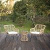 2022 Patio Porch Furniture Sets 3 Pieces PE Rattan Wicker Chairs with Glass Table Top