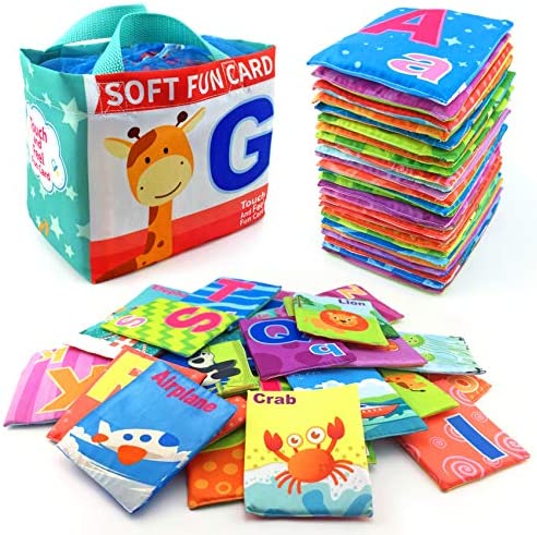 26 Pieces Soft Alphabet Cards with Cloth Storage Bag for Babies Infants, Toddlers and