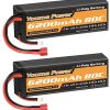 2Packs 2s RC Lipo Battery 7.4V Lipo Battery 6200mAh 80C Hard Case with Deans T Plug