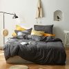 3 Piece Solid Grey Duvet Cover Full Jersey Knit Cotton Comforter Cover Sets with