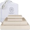 300 Thread Count Light Beige Queen Sheet Set - 100% Cotton Washable Breathable Silky