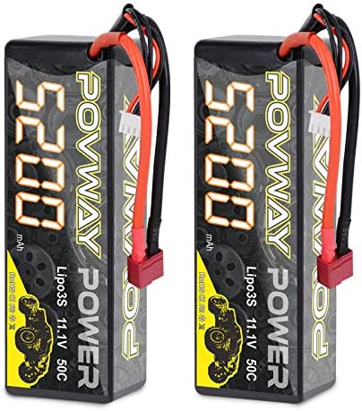 3S Lipo Battery POVWAY 5200mAh 11.1V 50C RC Battery with Deans T Plug Hardcase