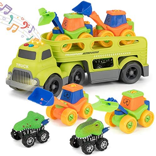 5 Pack Cars Toys for 3 4 Year Old Toddlers Boys and Girls Gift, Big Transport Truck