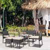 6 Pieces Patio Outdoor Furniture Set，Modern Black Rattan Wicker Conversation Chair