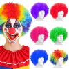 6 Pieces Short Clown Disco Party Wigs Colorful Afro Wig Hippy Football Fans Wigs