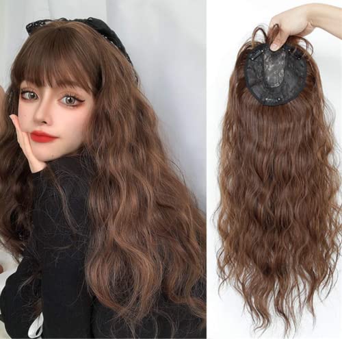 60cm/23.6" Long Wavy Curly Synthetic Hair Top Hairpiece with Fringe for Thinning Hair