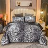 A Nice Night Leopard Printed，Silver Grey Satin Silky Soft Quilt Sexy Luxury Super
