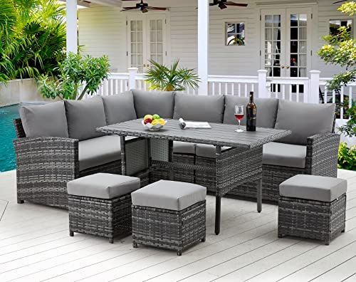 AECOJOY Patio Furniture Set, 7 Pieces Outdoor Patio Furniture with Dining