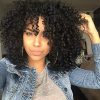 AISI HAIR Curly Afro Wig with Bangs Shoulder Length Wigs Curly Black Wig Afro Kinkys