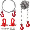 AMOGOT RC Trailer Chain Hook Tow Rope Winch Shackles for 1/10 RC Crawler TRX4 Axial