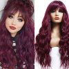 ANDRIA 99J Wigs with Bangs for Women Pastel Wig Long loose Wave Wigs Glueless Deep